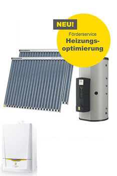 Solaranlage für Warmwasser und Heizungstützung mit Gasbrennwertkessel