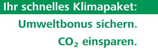 Schnelles Klimapaket: Umweltbonus sichern CO2 einsparen