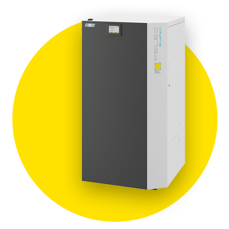 SOLARPLASMA+ Kollektor auf einem gelben Kreis von der Marke Paradigma