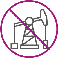 Durchgestrichenes Öl-Abbau-Icon, das Unabhängigkeit von fossilen Energieträgern mittels einer Wärmpumpe zeigt