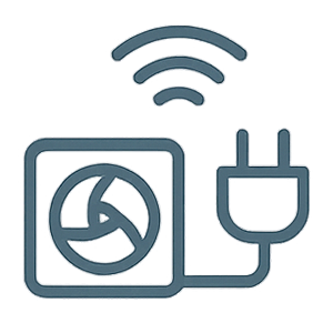 Haus Icon mit Blatt, das Ökologie der Wärmepumpe symbolisiert
