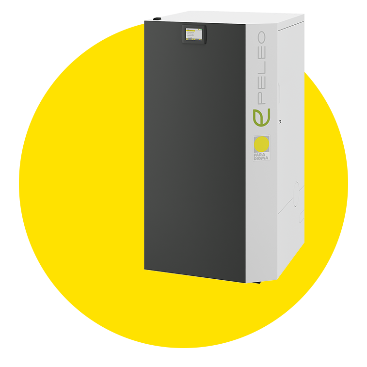 SOLARPLASMA+ Kollektor auf einem gelben Kreis von der Marke Paradigma