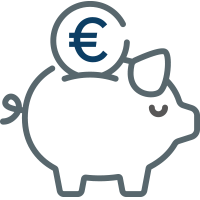 Haus Icon mit Blatt, das Ökologie der Wärmepumpe symbolisiert